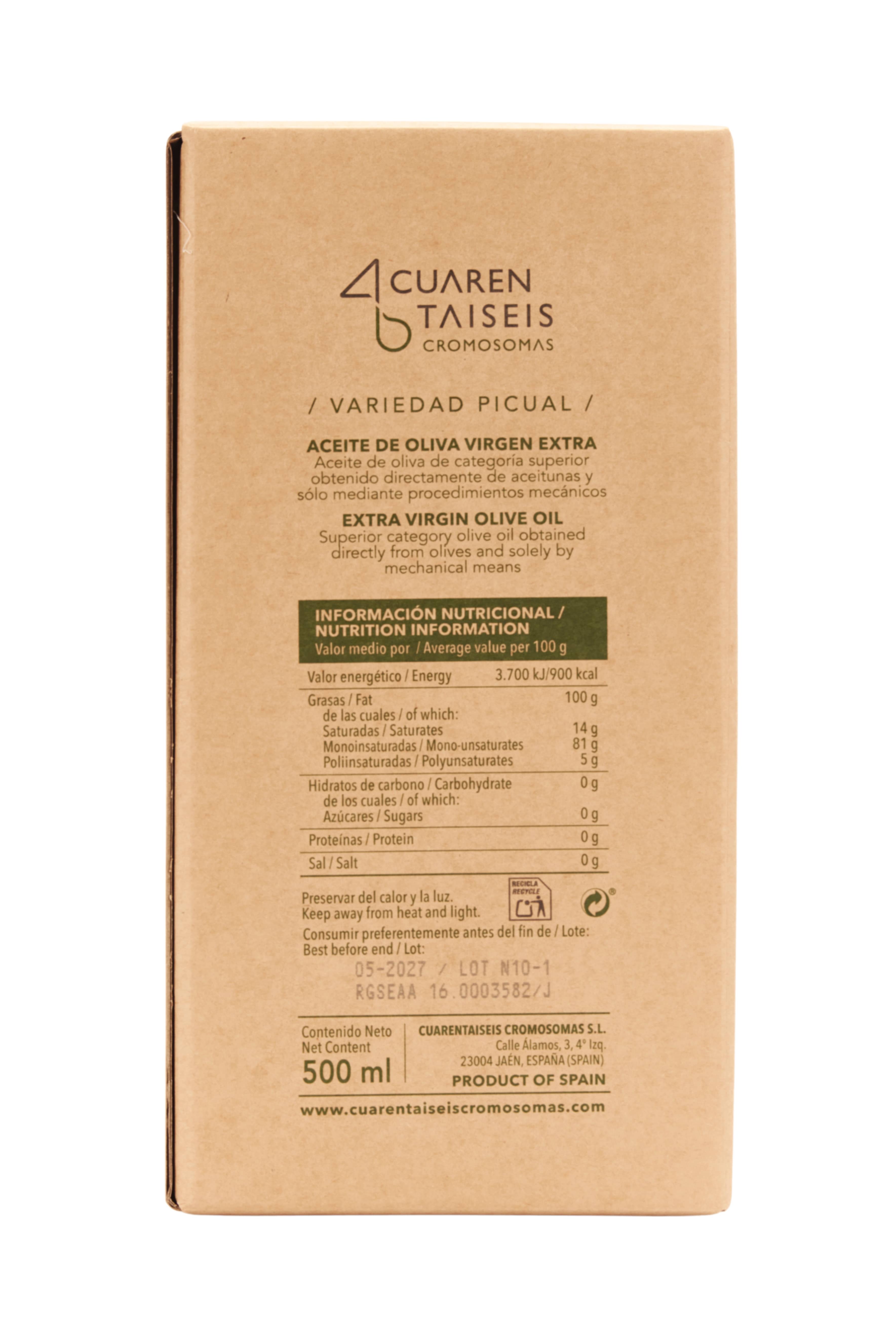 AOVE Cuarentaiseis Cromosomas Picual 500ml